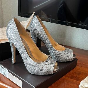 Badgley Mischka Glittering Silver Heels